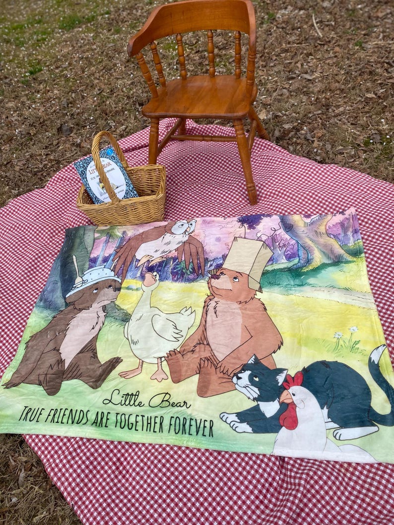 Classic Storybook Bear and Friends Blanket: 30x40 Polyester Fleece | True Friends Forever | Watercolor-Like Design | Lightweight and Thin image 10