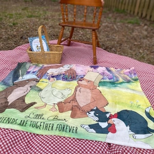 Classic Storybook Bear and Friends Blanket: 30x40 Polyester Fleece | True Friends Forever | Watercolor-Like Design | Lightweight and Thin image 1
