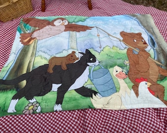 Classic Storybook Bear and Friends Blanket: 30x40 Polyester Fleece | True Friends always | Watercolor-like Design | Lightweight and Thin