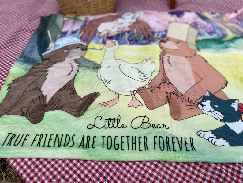 Classic Storybook Bear and Friends Blanket: 30x40 Polyester Fleece | True Friends Forever | Watercolor-Like Design | Lightweight and Thin image 8