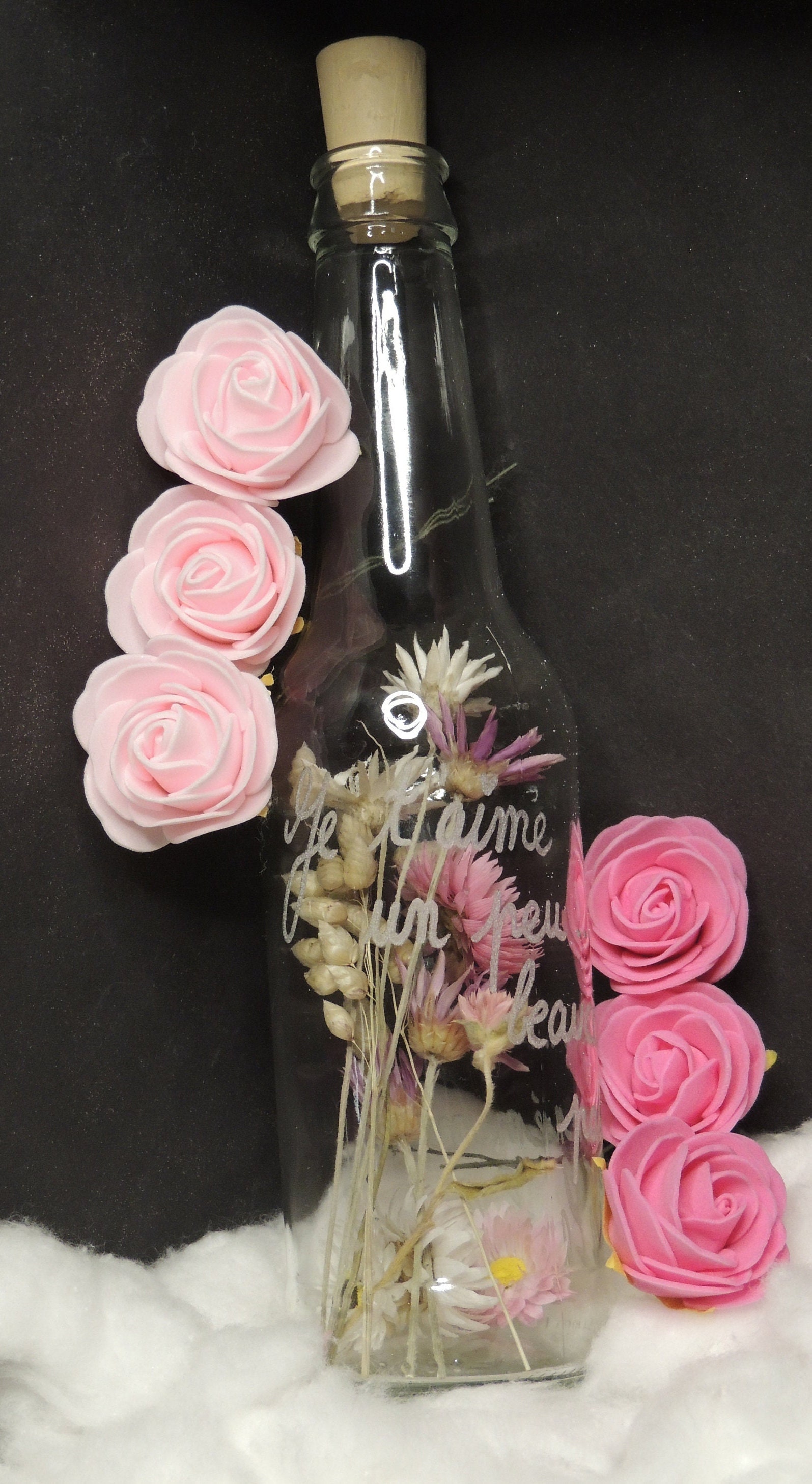 Bouteille Fleur Inscription Amour