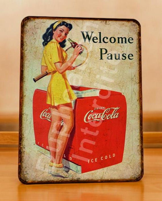 Vintage Coca-cola Tennis Metal Sign - Etsy