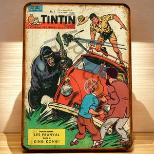 Vintage Tintin Gorilla Metal Sign
