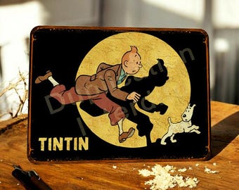 Vintage Tintin Course metal sign