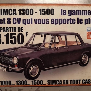 Vintage metal plate Simca 1300/1500