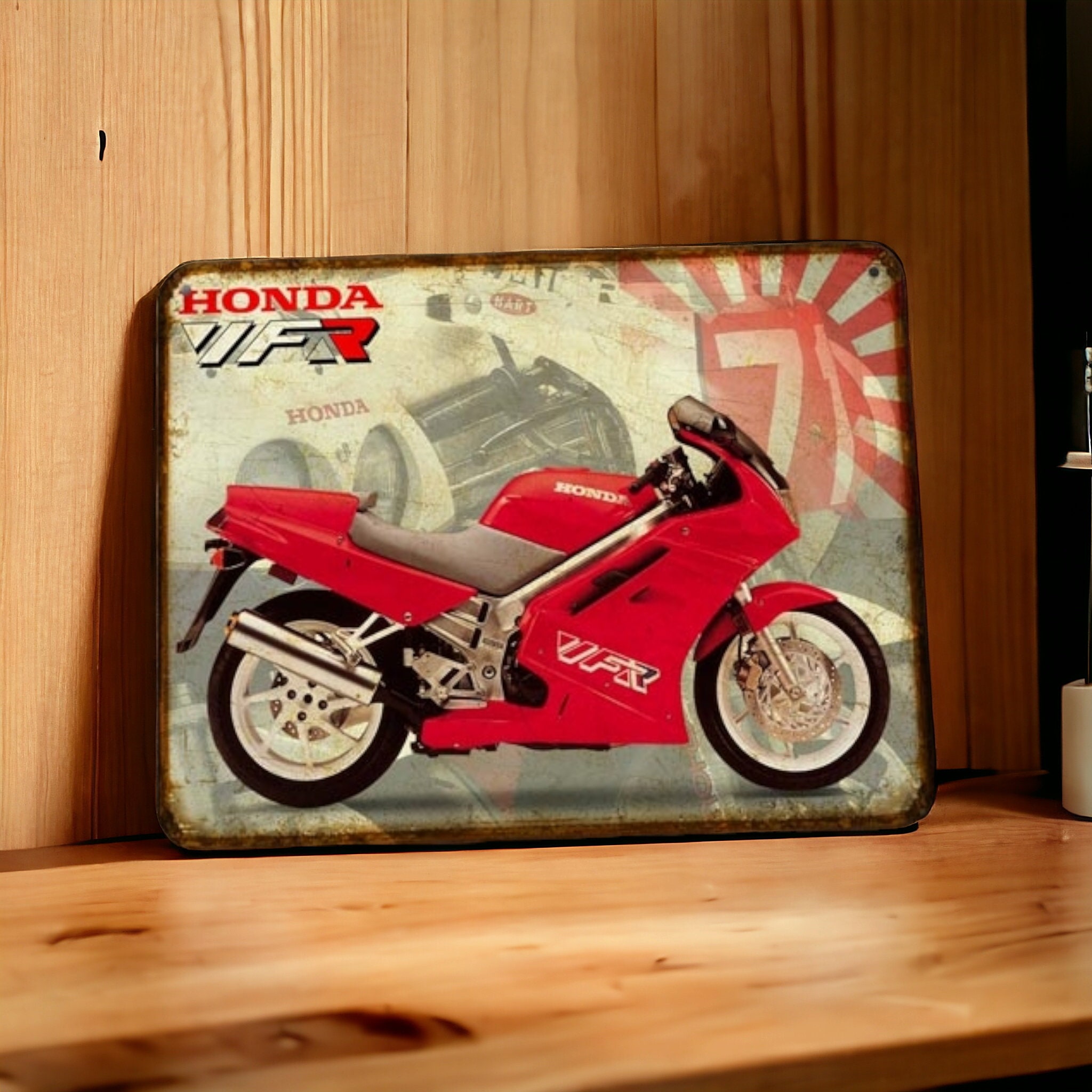 Vintage metal plate Honda 750 VFR 1990