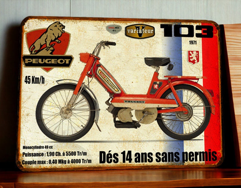 Vintage Peugeot 103 (1971) Metal Plate - Etsy