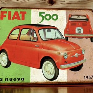 Vintage Fiat 500 metal plate