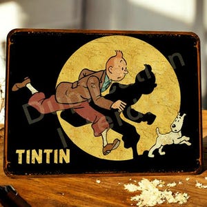 Vintage Tintin Race metal sign