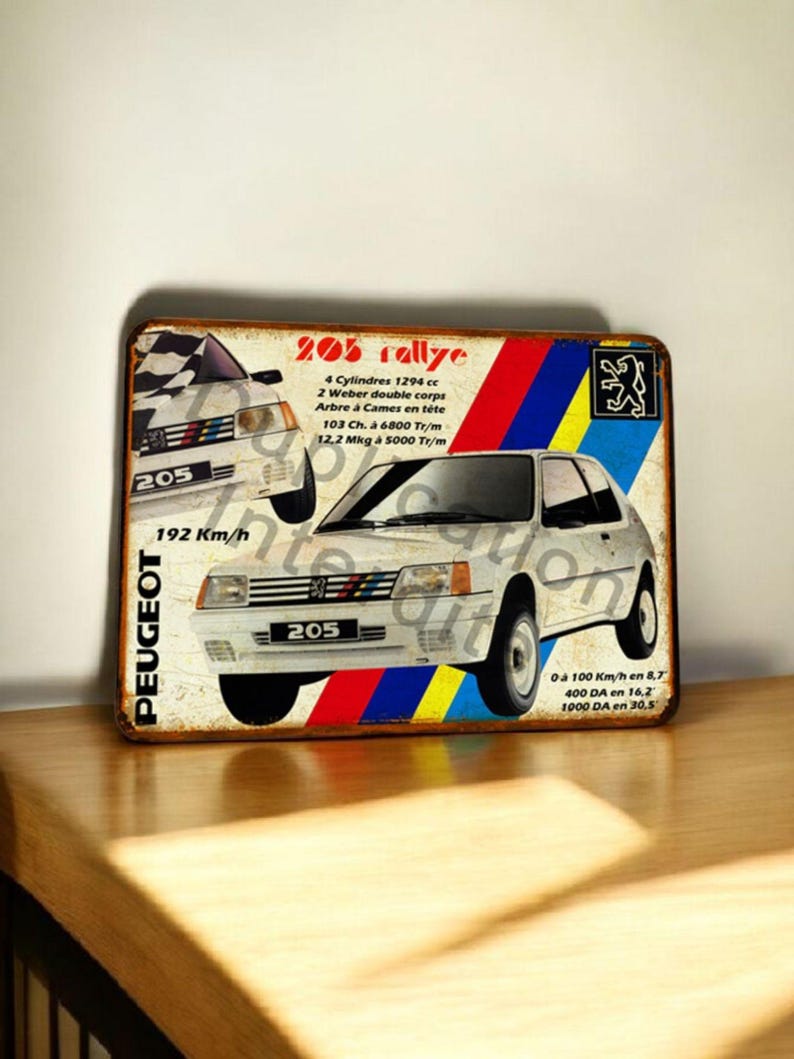 Vintage Peugeot 205 Rally Metal Sign - Etsy