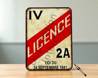 Plaque métal vintage licence 4 (département au choix)