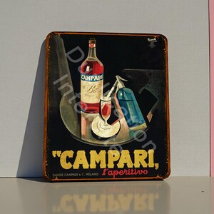 Enseigne Métal Vintage Campari Soda 20x30 Cm – Bon état Général, Décoration Rétro Pub