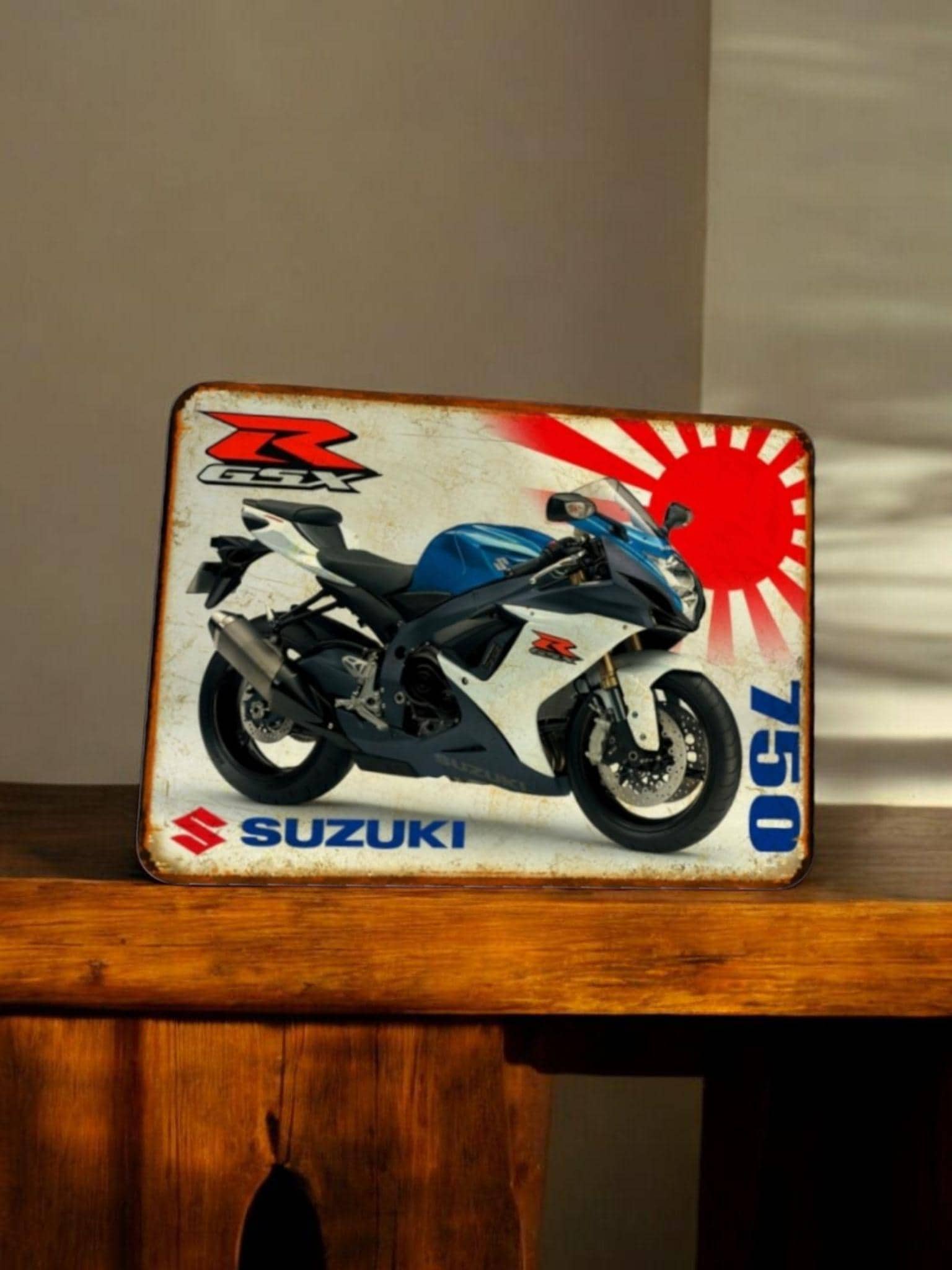 Plaque Métal Vintage Suzuki GSXR 750 (1985) - Décoration Murale Moto - Neuf - Sans Marque