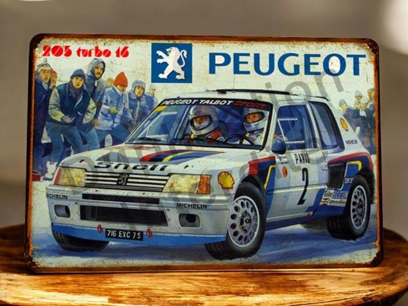 Vintage Peugeot 205 T16 Metal Sign - Etsy