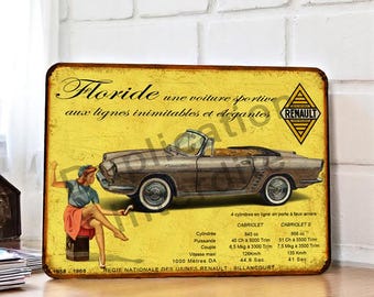 Targa Retrò In Metallo Nostalgic-Art 20x30 Cm - Renault Dauphine - Regalo Ufficiale Per Appassionati Di Auto D'Epoca