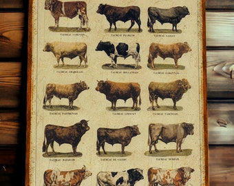 Vintage metal plaque Farm animals