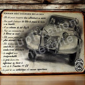 Plaque métal Citroen 2cv 30x40 - Garage/Atelier/Les plaques
