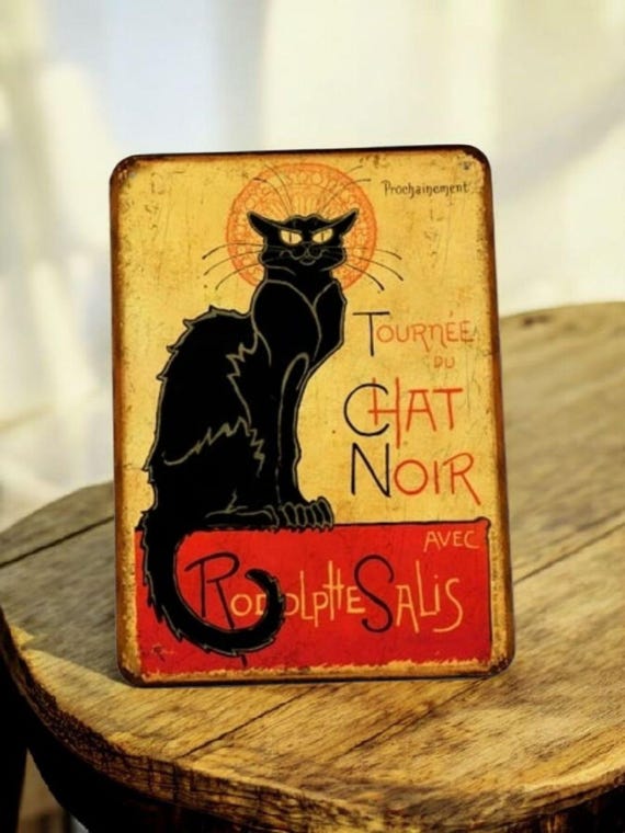 Vintage Metal Sign the Black Cat - Etsy