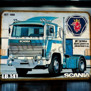 Vintage Metallschild Scania LB141