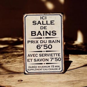 Plaque Porte vintage salle de bains Art Deco idee cadeau Aluminium
