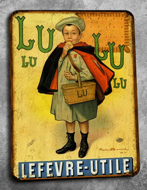 レア】フランス LU Petit Ecolier ポスター プレート 広告用