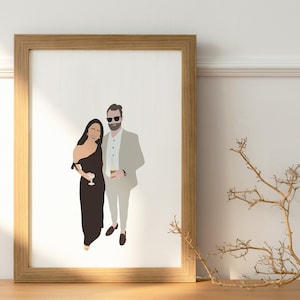 Ilustración mínima, Regalo para boda, Retrato sin rostro, Regalo personalizado, Retrato personalizado, Foto de perfil, Regalo para novia