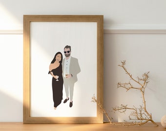 Ilustración mínima, Regalo para boda, Retrato sin rostro, Regalo personalizado, Retrato personalizado, Foto de perfil, Regalo para novia