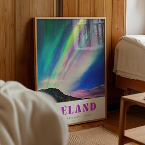 Poster di viaggio in Islanda - Stile fotografico anni '90 - Decorazione per il soggiorno - Idea regalo perfetta - Stampa murale per la casa