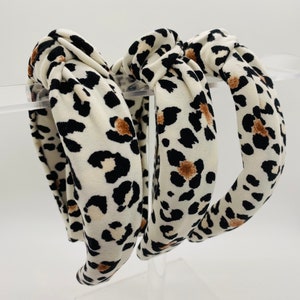 Super Soft Cream Leopard Knot / Knotted Headbands for Kids and Adults