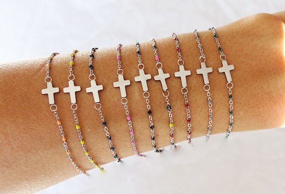 Pulseras de acero inoxidable para hermanas, brazalete religioso