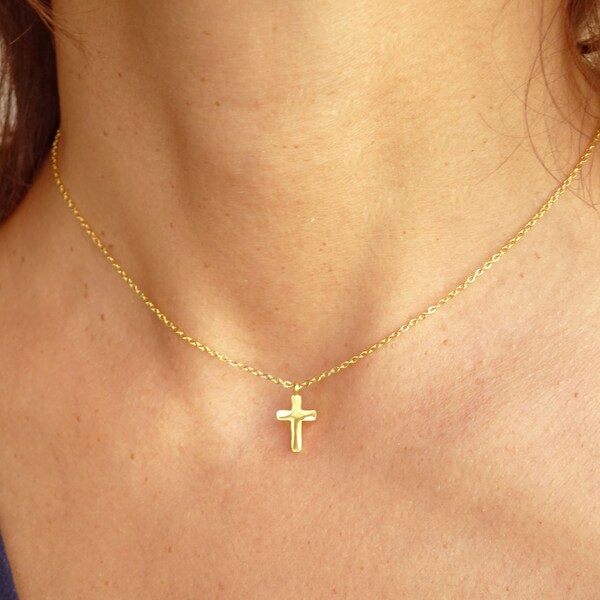 Collier croix en acier inoxydable, bijou religieux, crucifix, collier chrétien, collier tendance