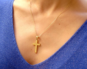 Collier croix, chaîne et pendentif en acier inoxydable, idée cadeau, bijou femme, collier fin, cadeau Noël, collier cadeau ado