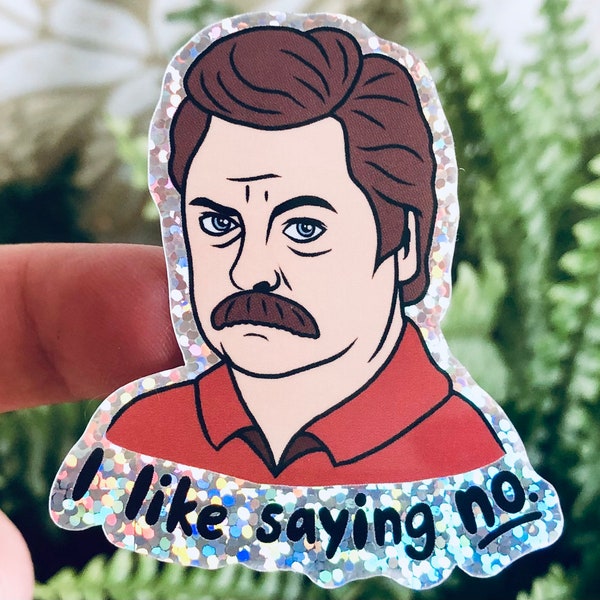 Ron | holo glitter sticker | stickers | Parks and Recreation | Parks and Rec | Ron Swanson