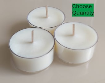 8-128pc Bulk, Uncented Soy Wax Tealight Candles, 100% Natural Soy Wax