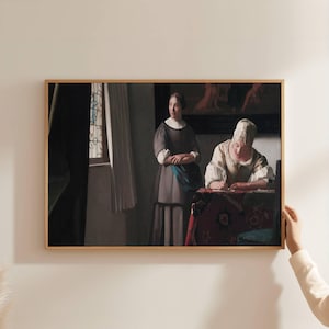 Lady writing a letter with her maid - Art Print, Digital Print File, Wall Art Decor, Home Decoration, Print Art Poster