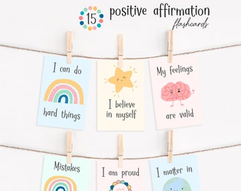 Affirmation cards for kids - Childrens Daily Affirmations - Printable Affirmations - Positive Reminders for Kids - Kids Mental Health
