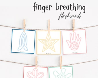 Tarjetas didácticas de respiración - Atención plena - Bienestar de los niños - Tarjetas didácticas imprimibles - Actividad consciente - Salud mental de los niños