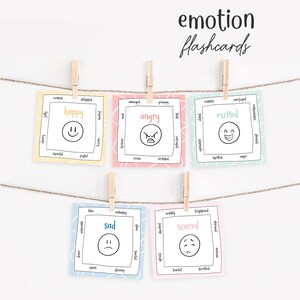 Flashcards de emoções - Bem-estar das crianças - Flashcards para impressão - Atividade consciente - Saúde mental infantil