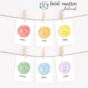 Tarjetas didácticas de emociones - Salud mental de los niños - Tarjetas didácticas imprimibles - Tarjetas didácticas de sentimientos - Recurso de aprendizaje Montessori