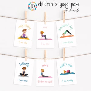 Tarjetas de yoga para niños - Yoga para niños - Afirmaciones positivas para niños - Afirmaciones imprimibles - Recordatorios positivos para niños