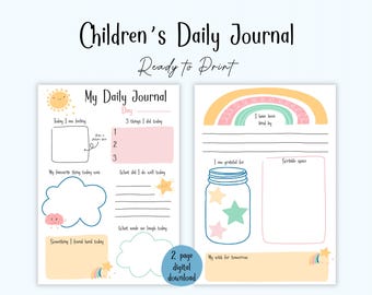 Children's Daily Journal – Positive Reminders, Kids Mental Health (Digital Download)