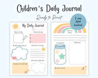 Children’s Journal - Childrens Daily Journal - Digital Journal - Positive Reminders for Kids - Kids Mental Health