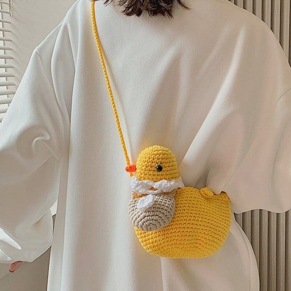 Crochet Duck Bag, Handmade Cute Small Duck Bag, Adorable Yellow Duck Crossbody Bag, Lovely Duck Crossbody bags for kids, Cute Animal Purse
