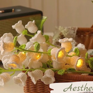 Lily of the valley bouquet, Crochet night lamp,Lily flower night light, Flower Bouquet Lamp, Thankyou Gift, Micro flower lamp