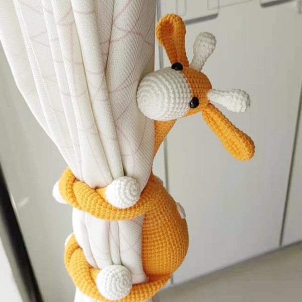 Cute Crochet Giraffe Curtain Tiebacks, Adorable Giraffe Curtain Holdbacks, Crochet Giraffe Toy for Kids, Cute Housewarming Gift for Friend