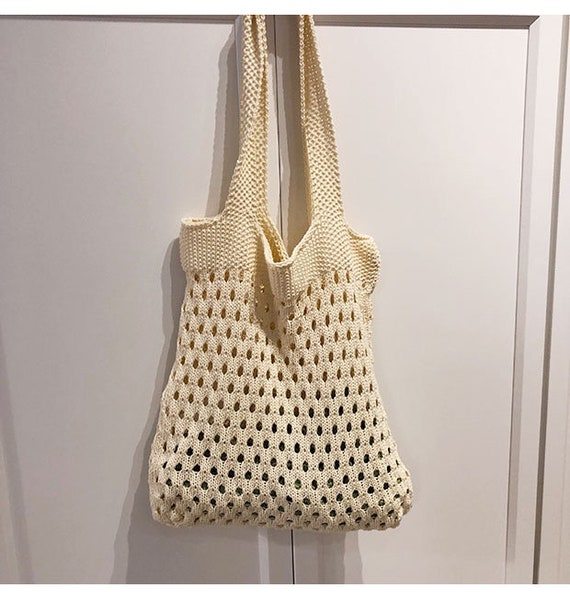 Straw Hollow Out Knitting Tote Bag Large Capacity Handmade