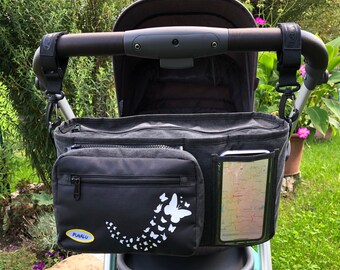Organisateur De Poussette Universel Gris – Sac De Rangement Pratique Et Élégant Pour Landau Et Buggy Avec Porte-Téléphone