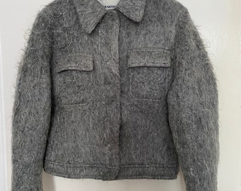 Vintage Women’s Jacket with Mohair in Light Gray, designed by Costume National, Made in Italy / UK Free Post