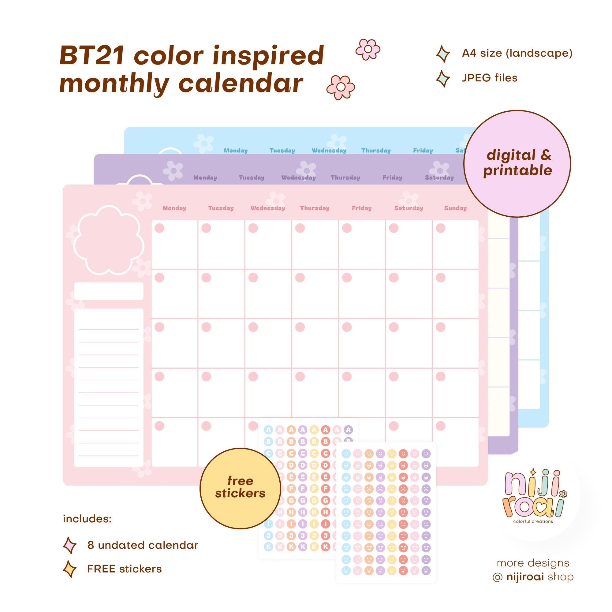 BTS jhope bt21 カレンダー 2025 BT21 Printable Calendar | BTS Calendar | Monthly