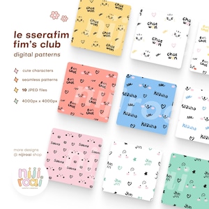 Le Sserafim Cute Digital Paper Pack K-Pop Muster für Planer GoodNotes Scrapbooking Journaling Phone Cases Wallpaper Sakura Chaewon Merch